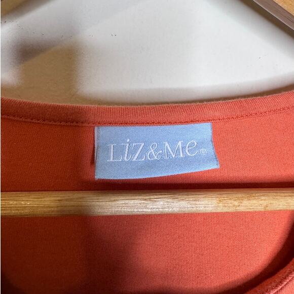 Liz & Me Orange Black Cat Shirt Cut Tag Quarter Sleeve - Picture 2 of 4